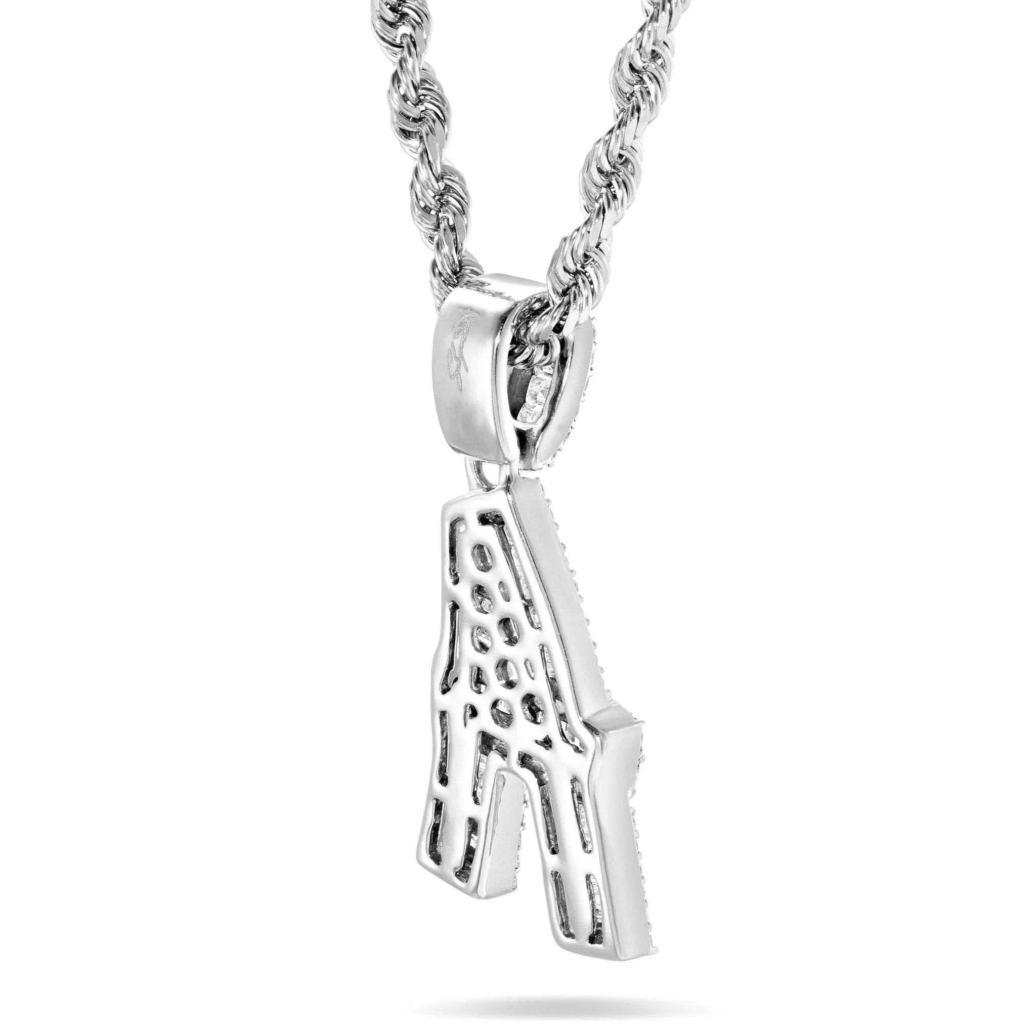 10K Gold 1.20ct Baguette Diamond Initial Pendant