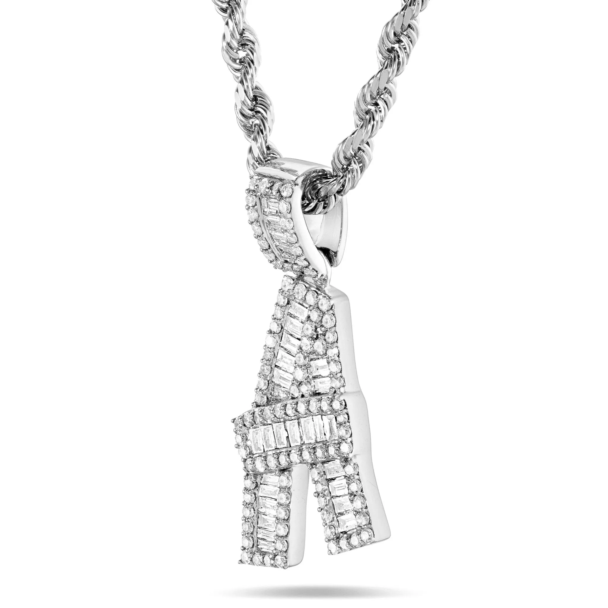 10K Gold 1.20ct Baguette Diamond Initial Pendant