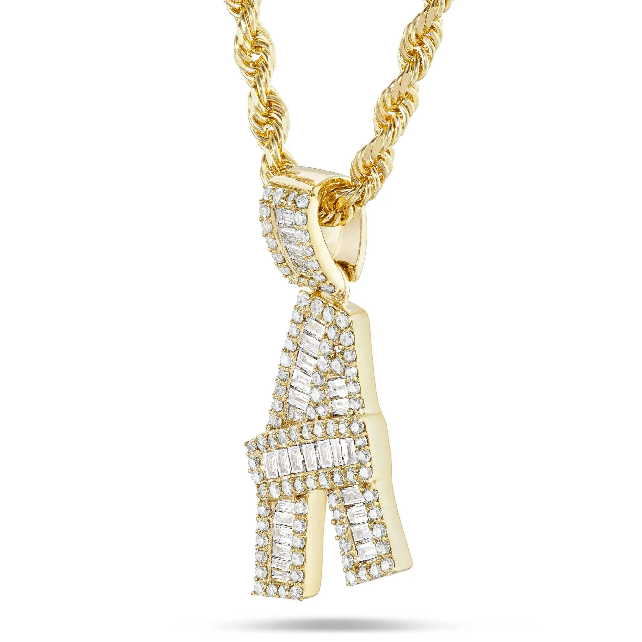 10K Gold 1.20ct Baguette Diamond Initial Pendant