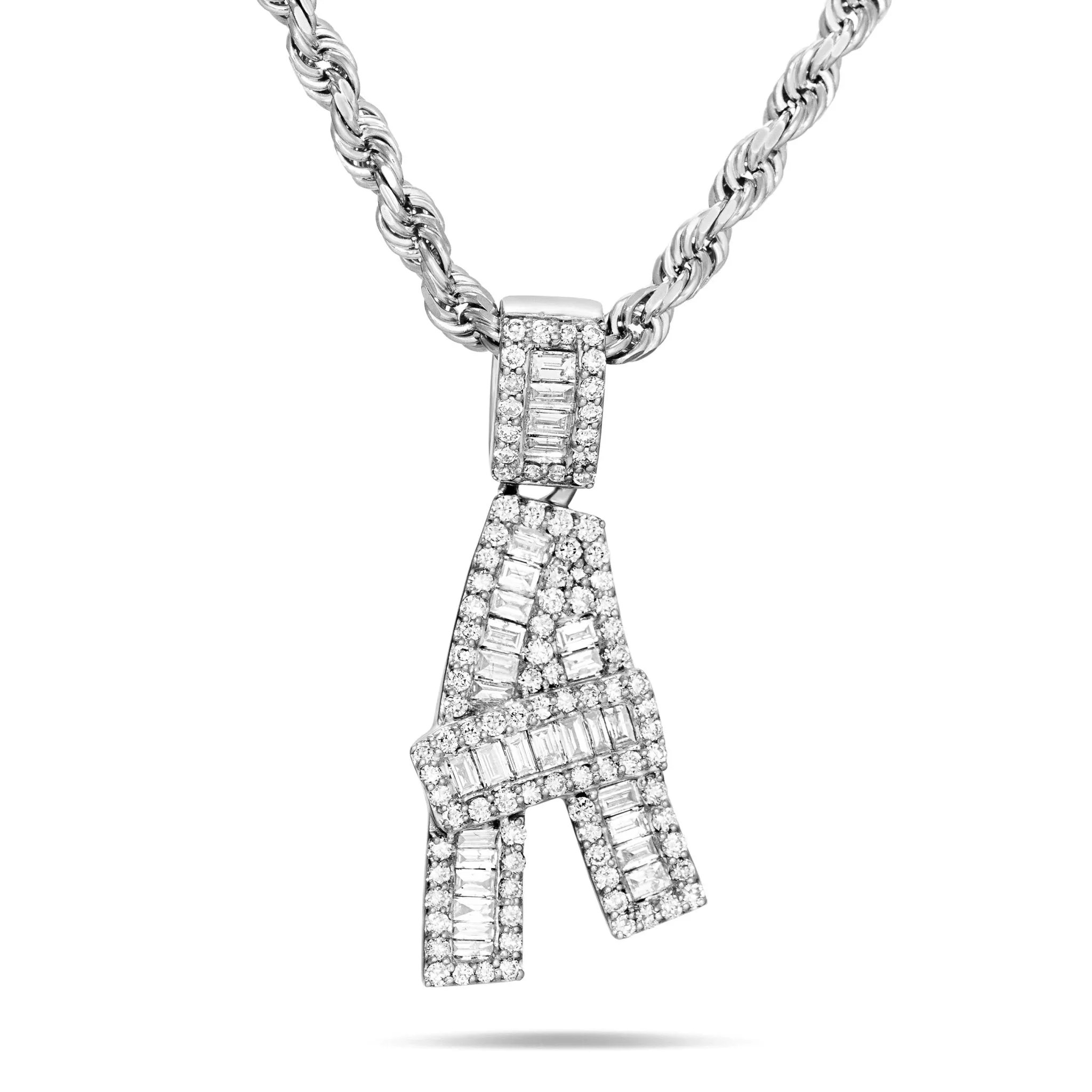 10K Gold 1.20ct Baguette Diamond Initial Pendant