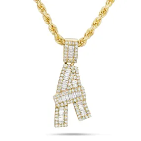 10K Gold 1.20ct Baguette Diamond Initial Pendant