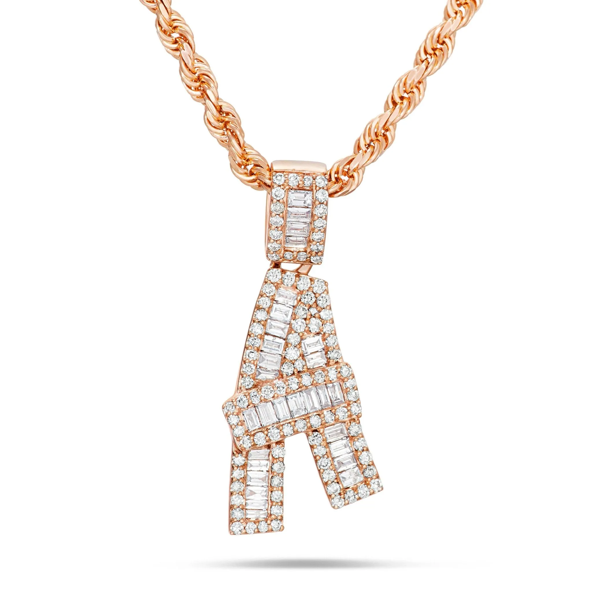 10K Gold 1.20ct Baguette Diamond Initial Pendant