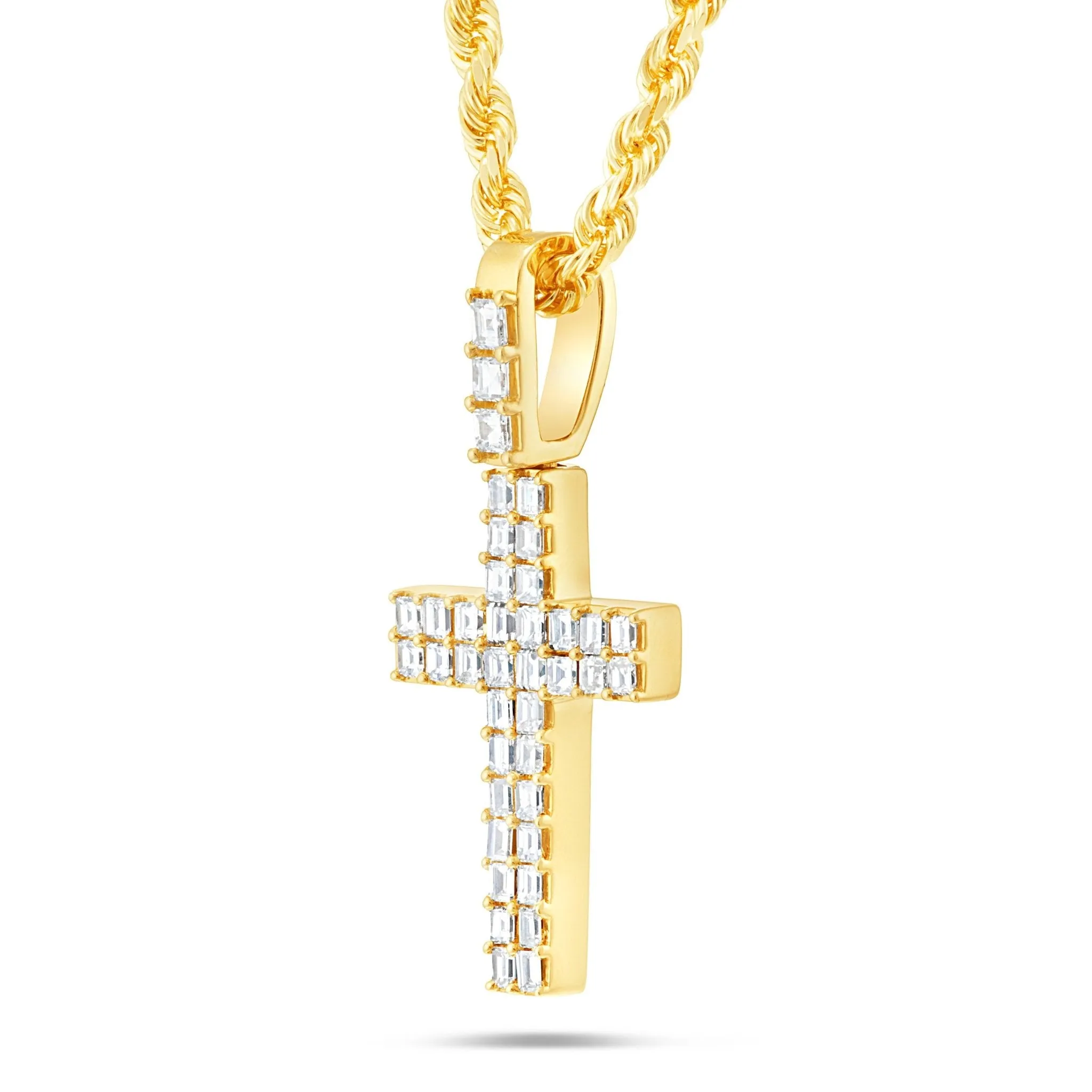 14K Gold 1.68ct Emerald Diamond Cross Pendant
