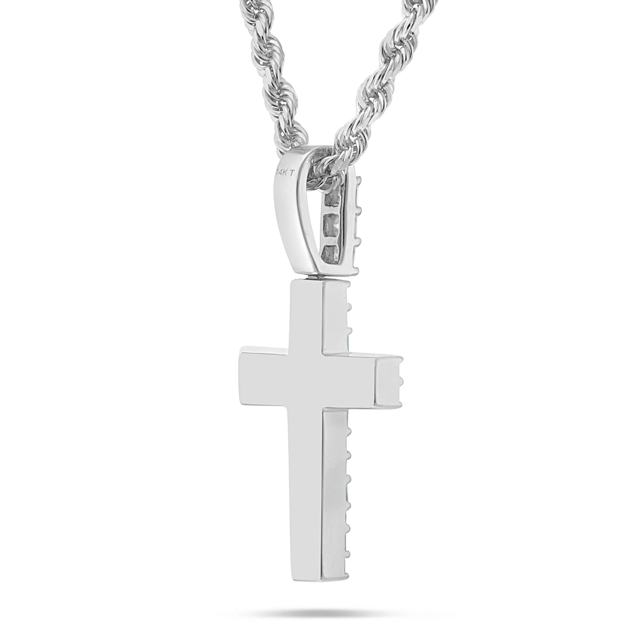 14K Gold 1.68ct Emerald Diamond Cross Pendant