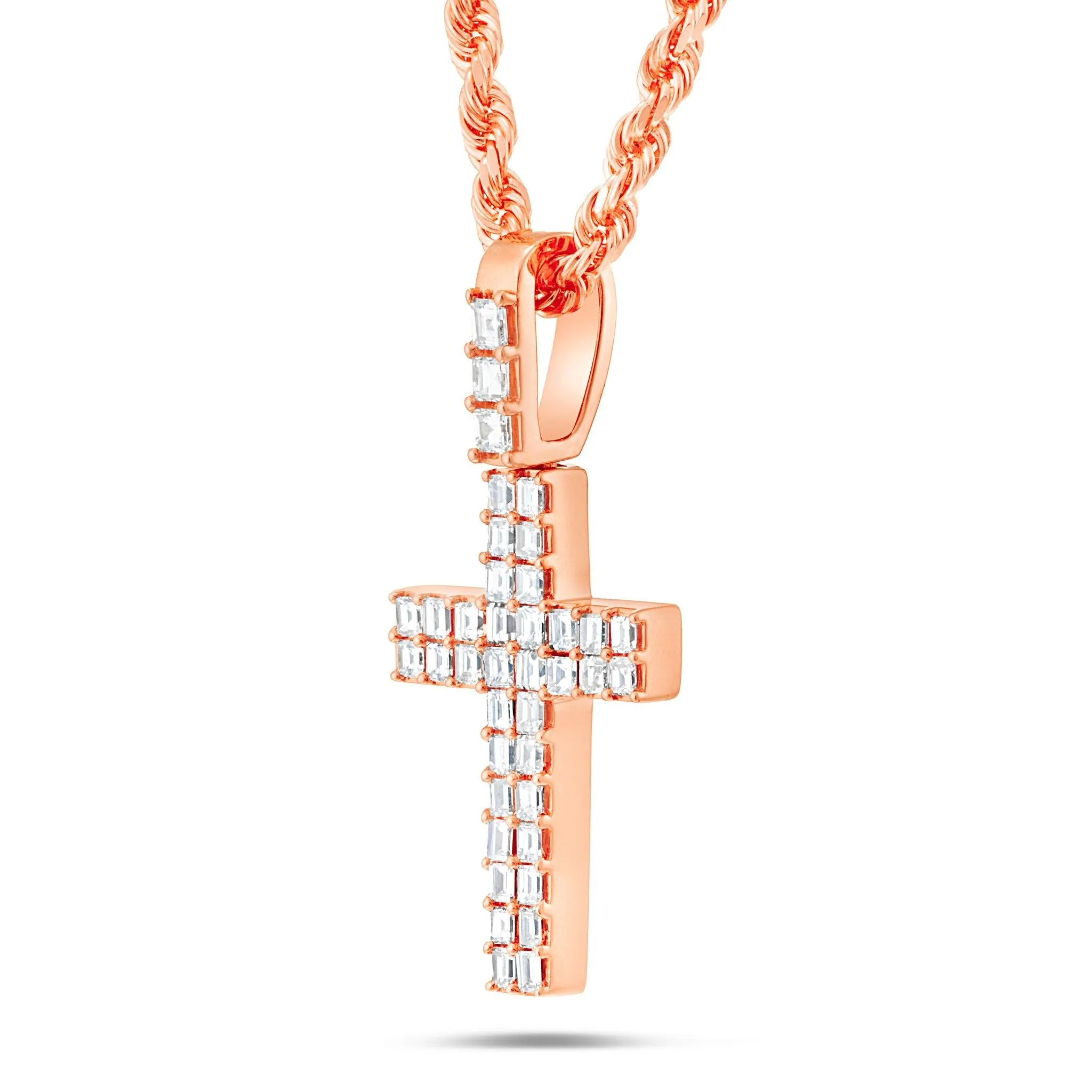 14K Gold 1.68ct Emerald Diamond Cross Pendant
