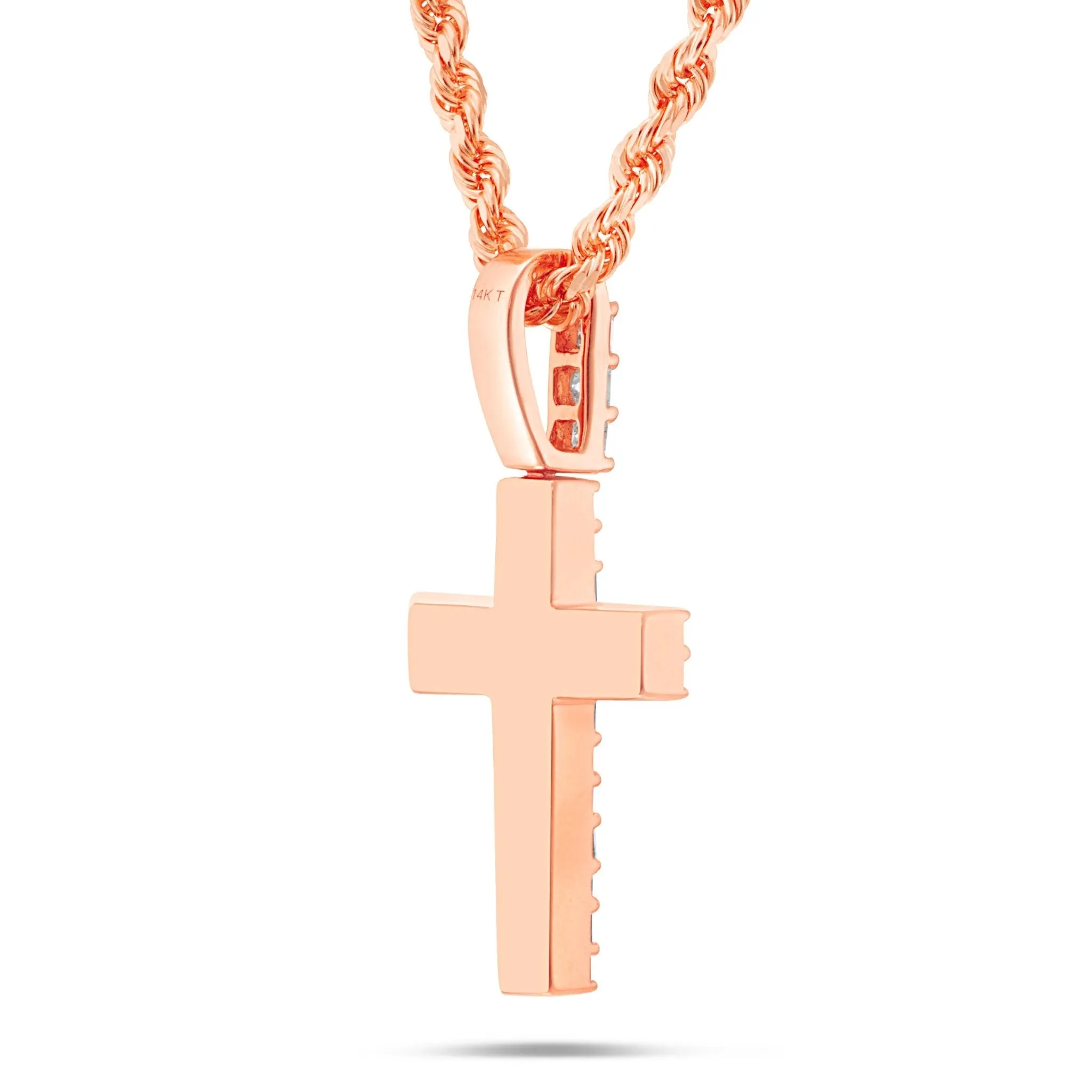 14K Gold 1.68ct Emerald Diamond Cross Pendant