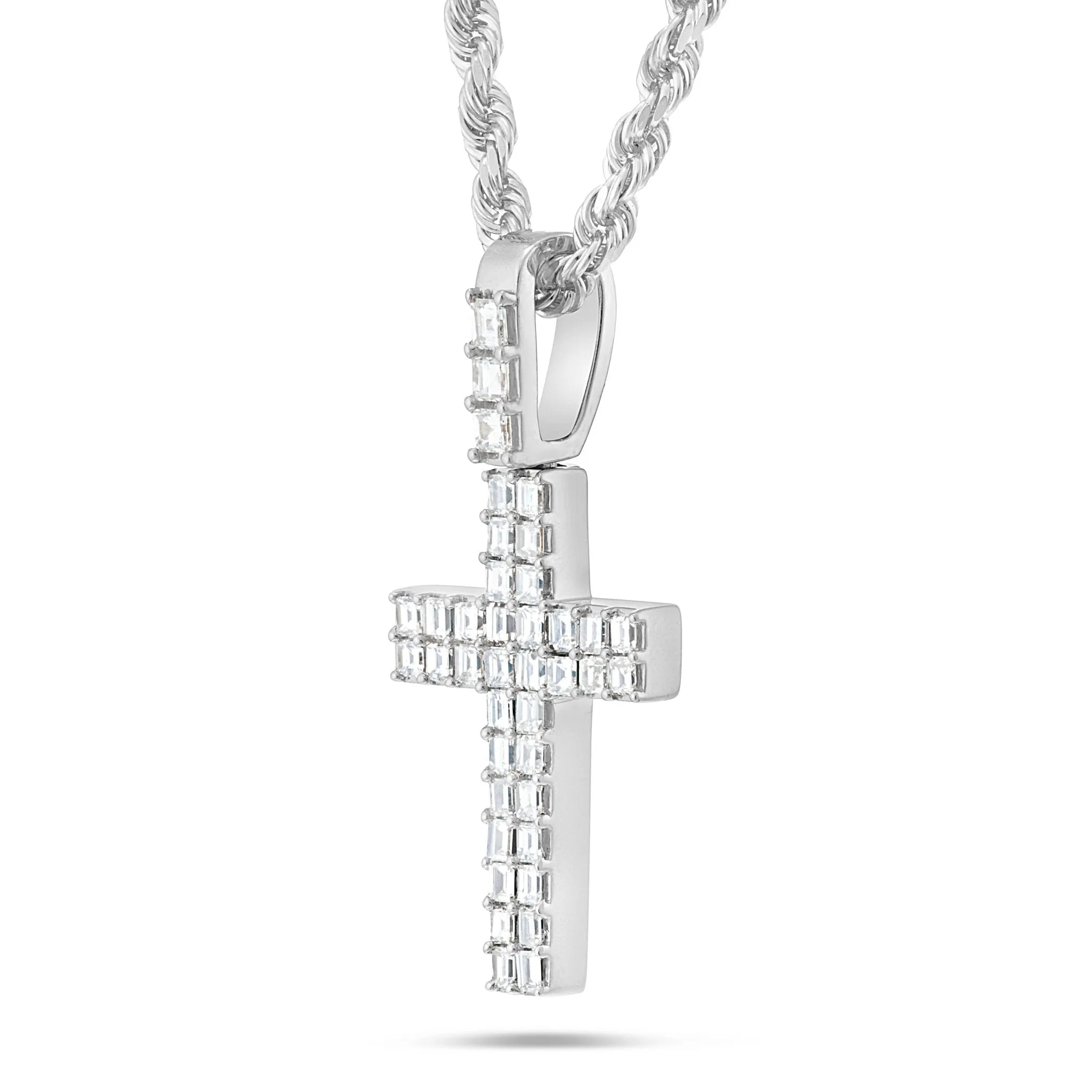 14K Gold 1.68ct Emerald Diamond Cross Pendant