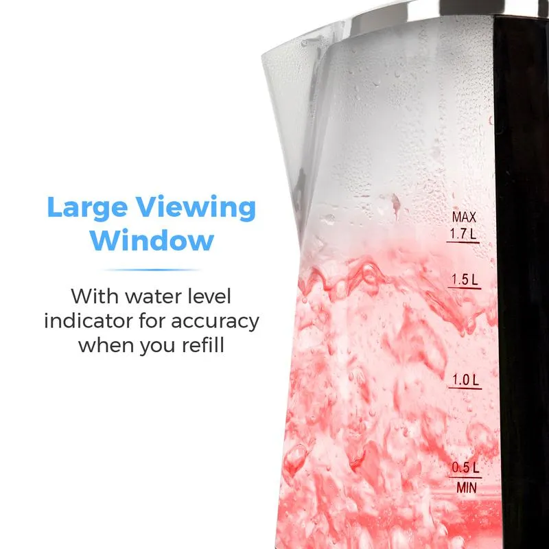 1.7L LED Colour Changing Kettle Black