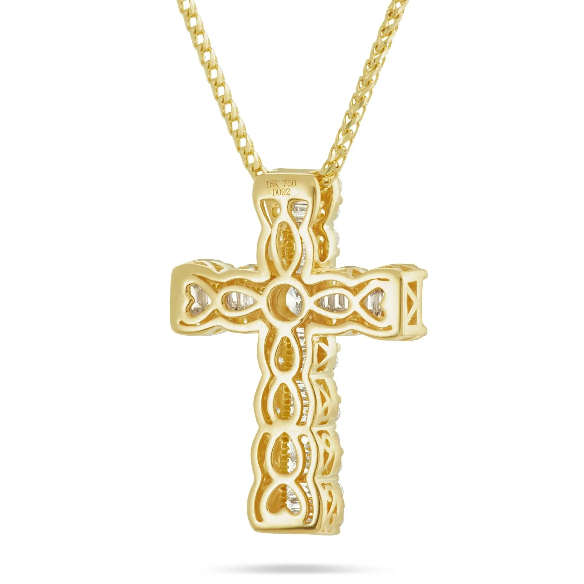 18K Gold 0.91ct Baguette Diamond Cross Pendant