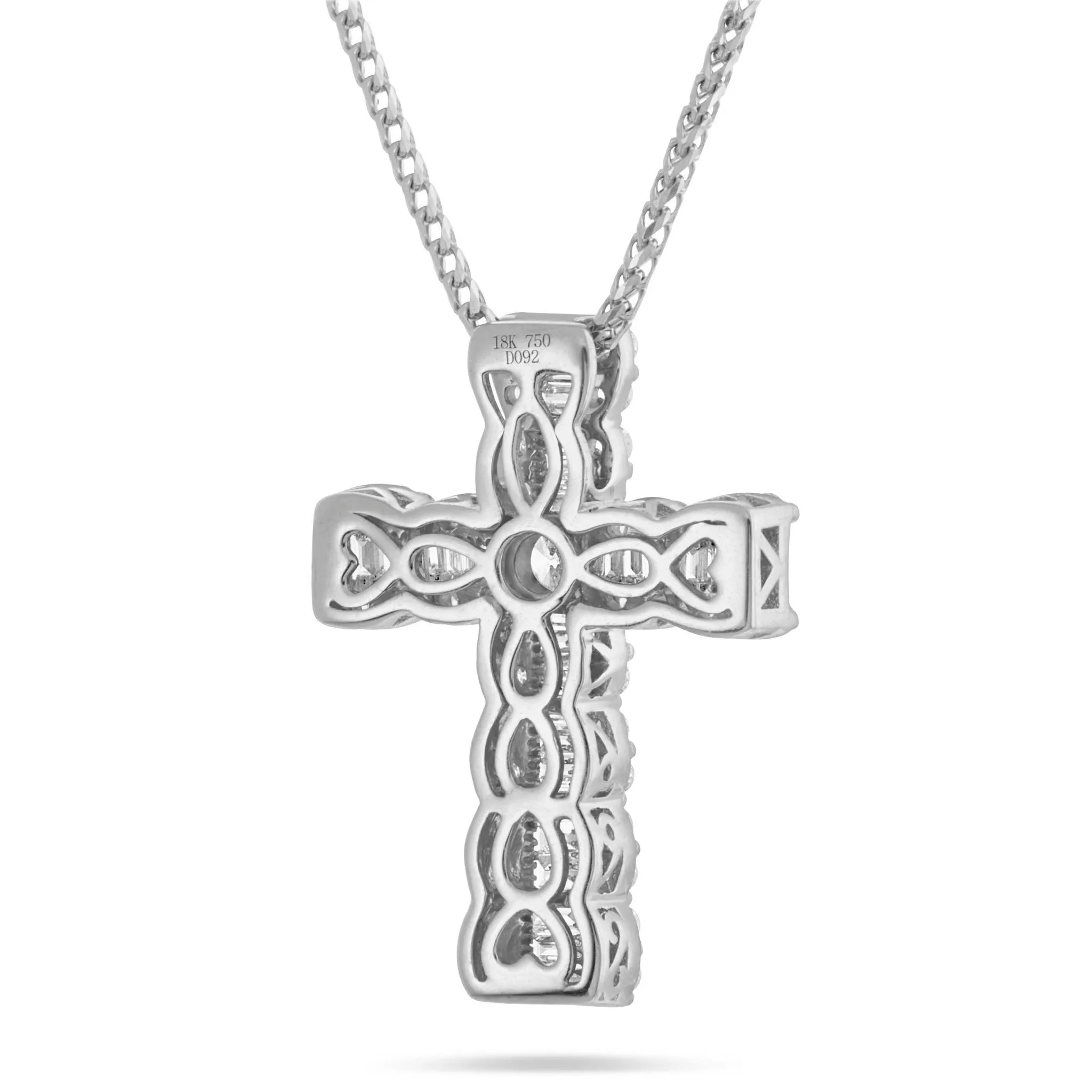 18K Gold 0.91ct Baguette Diamond Cross Pendant