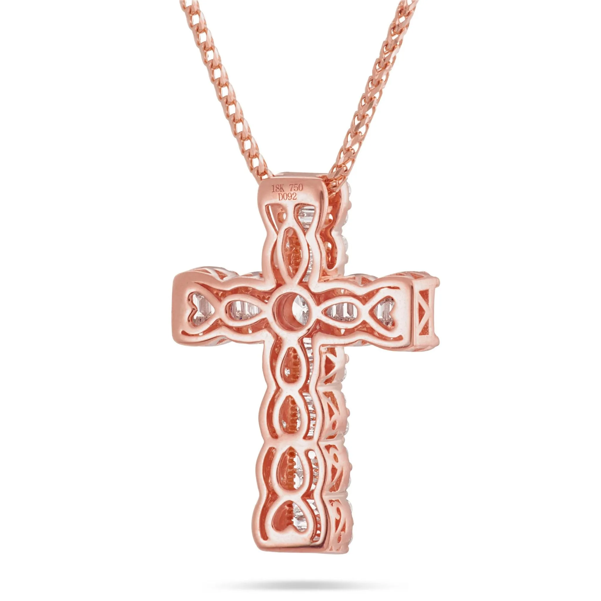 18K Gold 0.91ct Baguette Diamond Cross Pendant