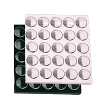 25 Acrylic 1.13" Ø Gem Jars Inserts in Foam Foam Tray Liners, 7.88" L x 7.88" W