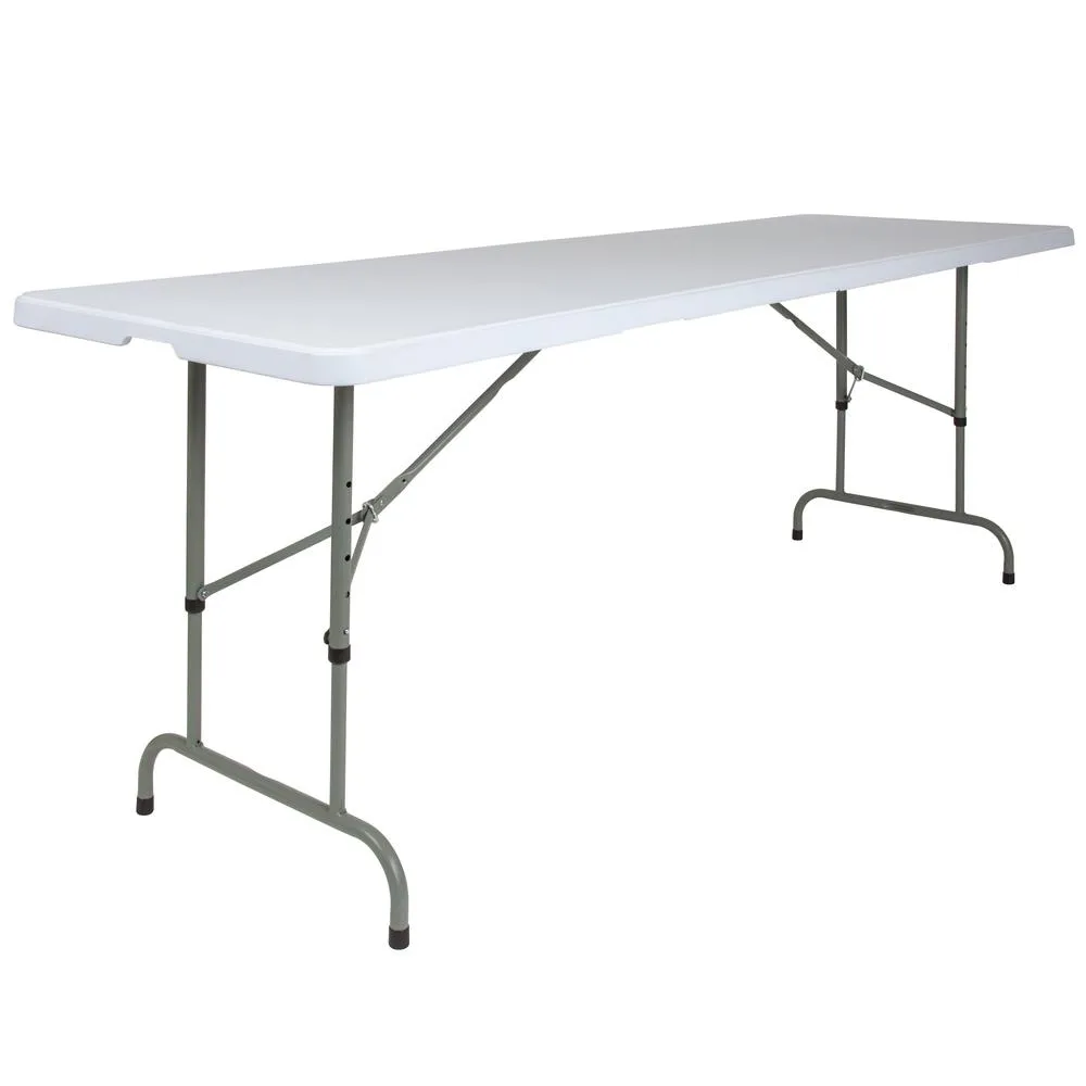 8-Foot Height Adjustable Granite White Plastic Folding Table By Flash Furniture