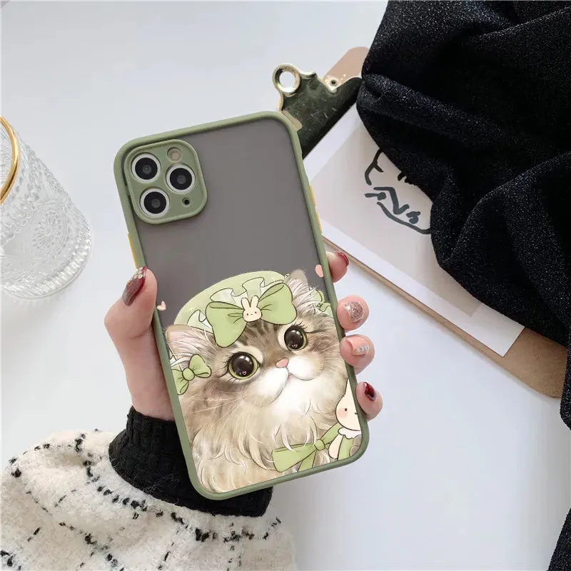 Adorable Cat Design Phone Case Cover for iPhone 15 14 Pro Max Plus