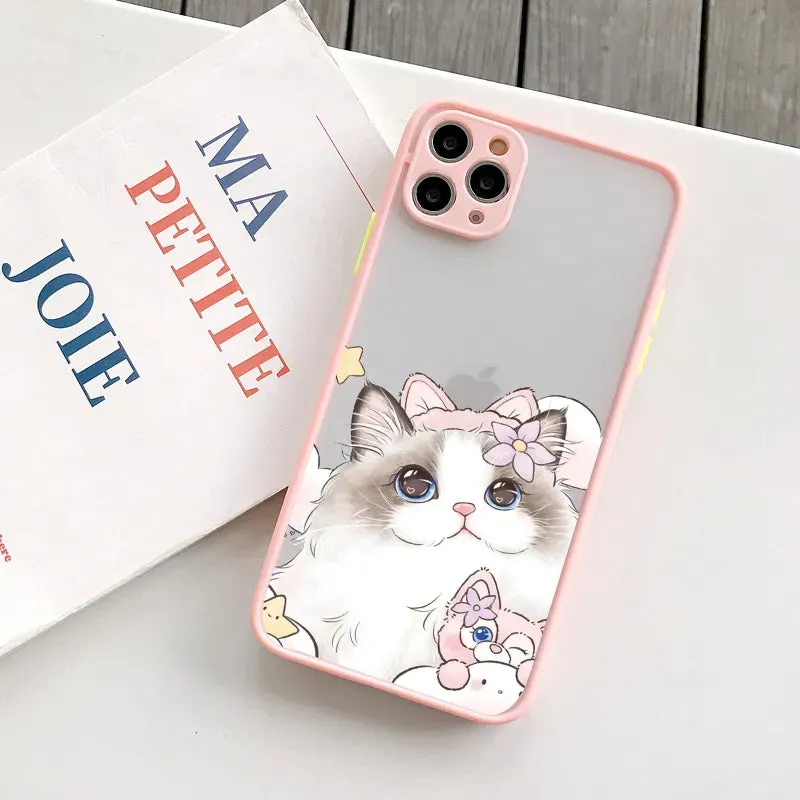 Adorable Cat Design Phone Case Cover for iPhone 15 14 Pro Max Plus