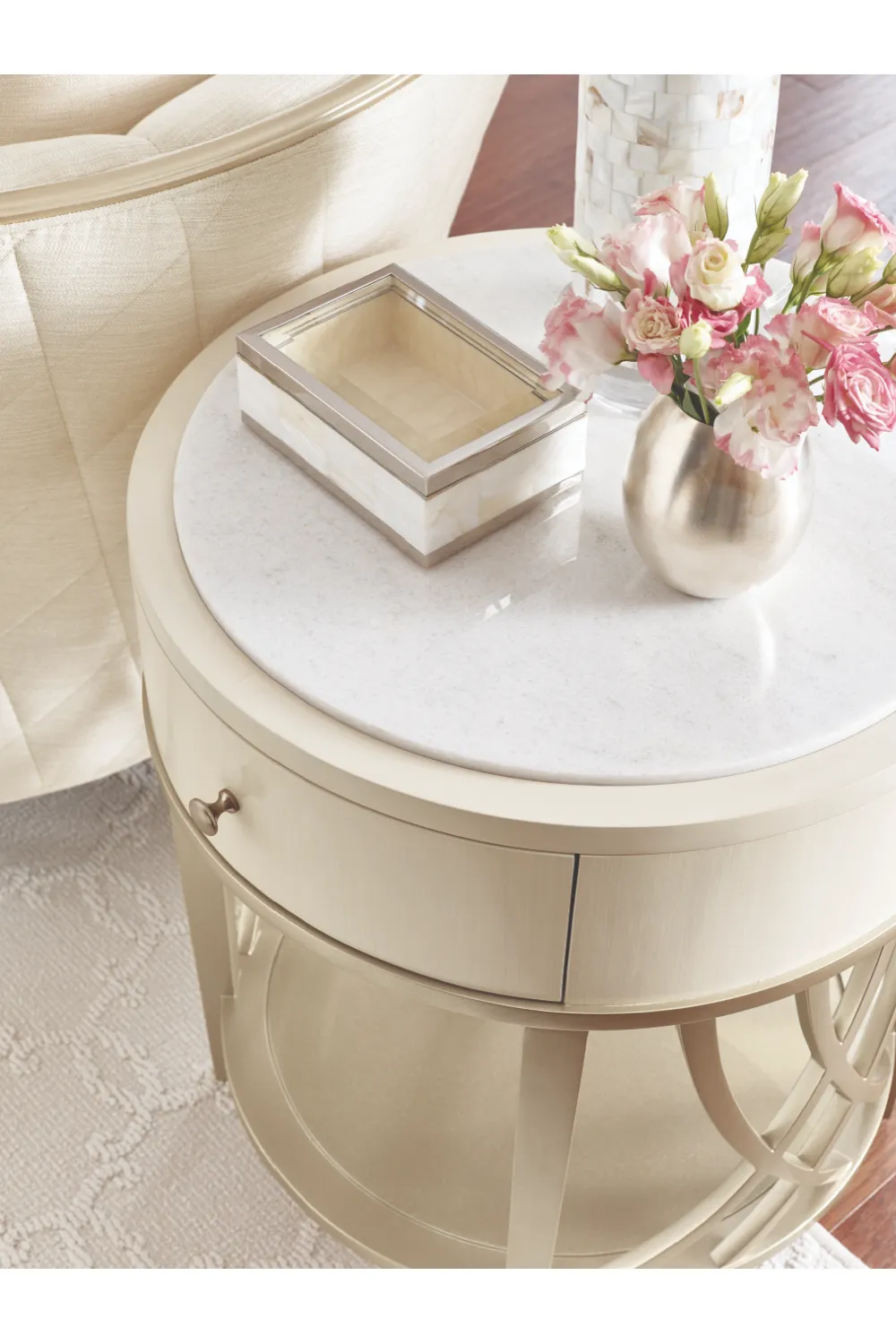 Alabaster Modern End Table | Caracole Adela