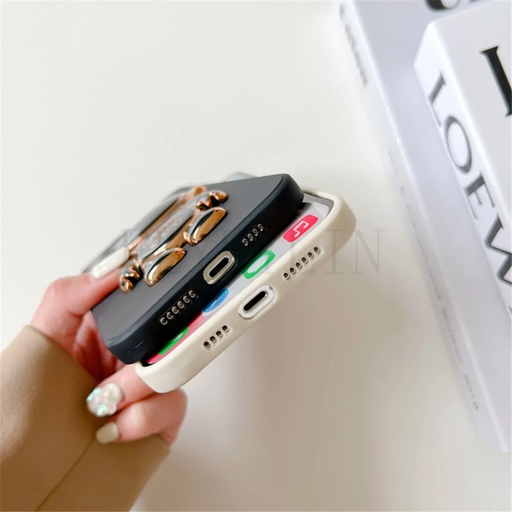 Anymob iPhone Black 3D Astronaut Folding Stand Shockproof Soft Silicon Cover