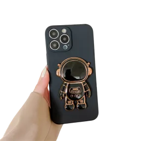 Anymob iPhone Black 3D Astronaut Folding Stand Shockproof Soft Silicon Cover
