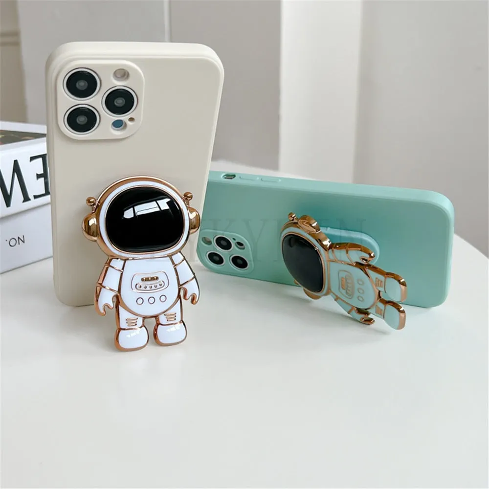 Anymob iPhone Black 3D Astronaut Folding Stand Shockproof Soft Silicon Cover