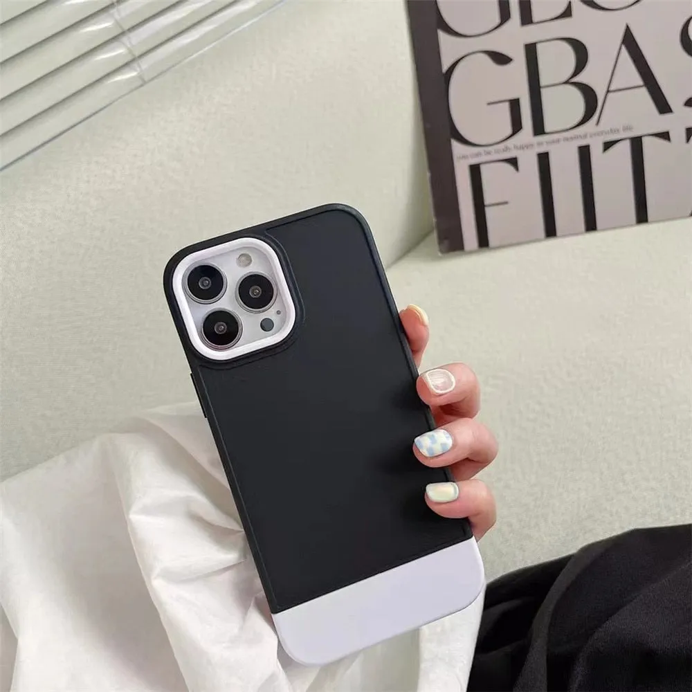 Anymob iPhone Black And Orange Shockproof Armor Matte Phone Case Hard Plastic Bumper Cover