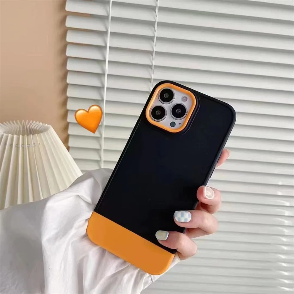 Anymob iPhone Black And Orange Shockproof Armor Matte Phone Case Hard Plastic Bumper Cover