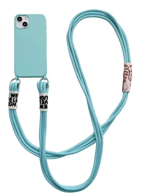 Anymob iPhone Blue Crossbody Lanyard Neck Strap Cord Case Matte Soft Silicone Cover