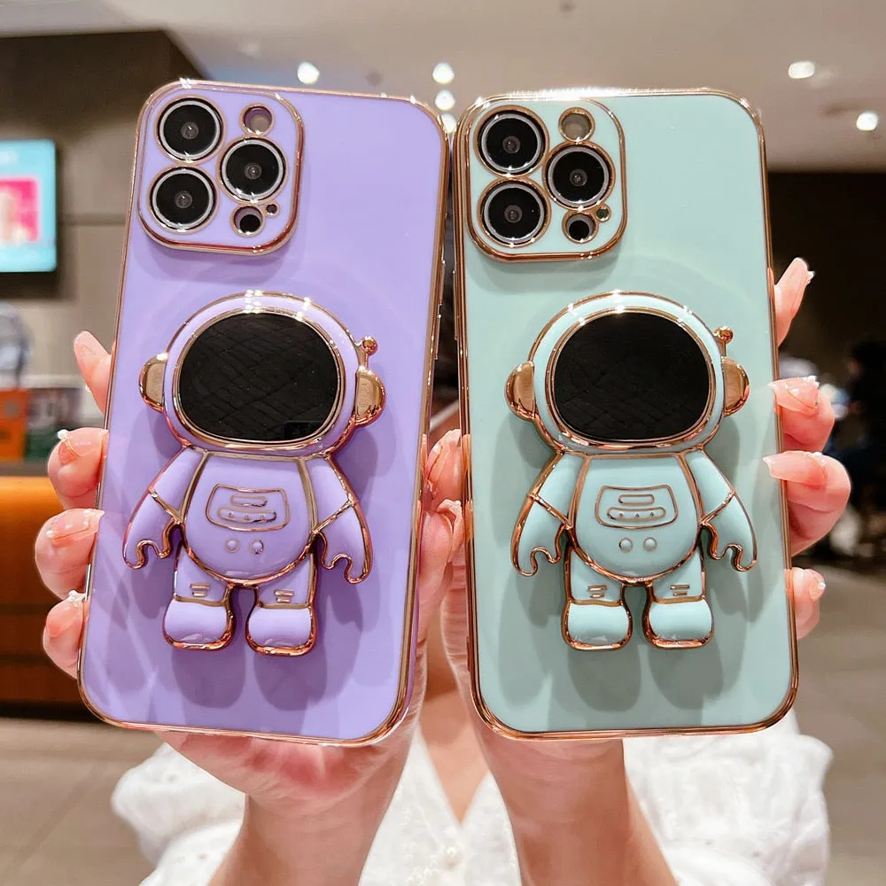 Anymob iPhone Case Blue Universal 6D Astronaut Foldable Holder Phone Cover
