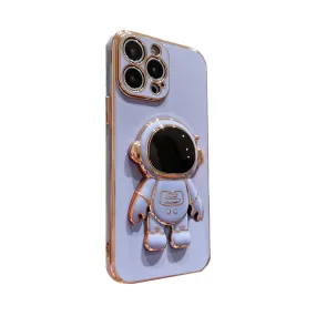 Anymob iPhone Case Dark Purple Universal 6D Astronaut Foldable Holder Phone Cover