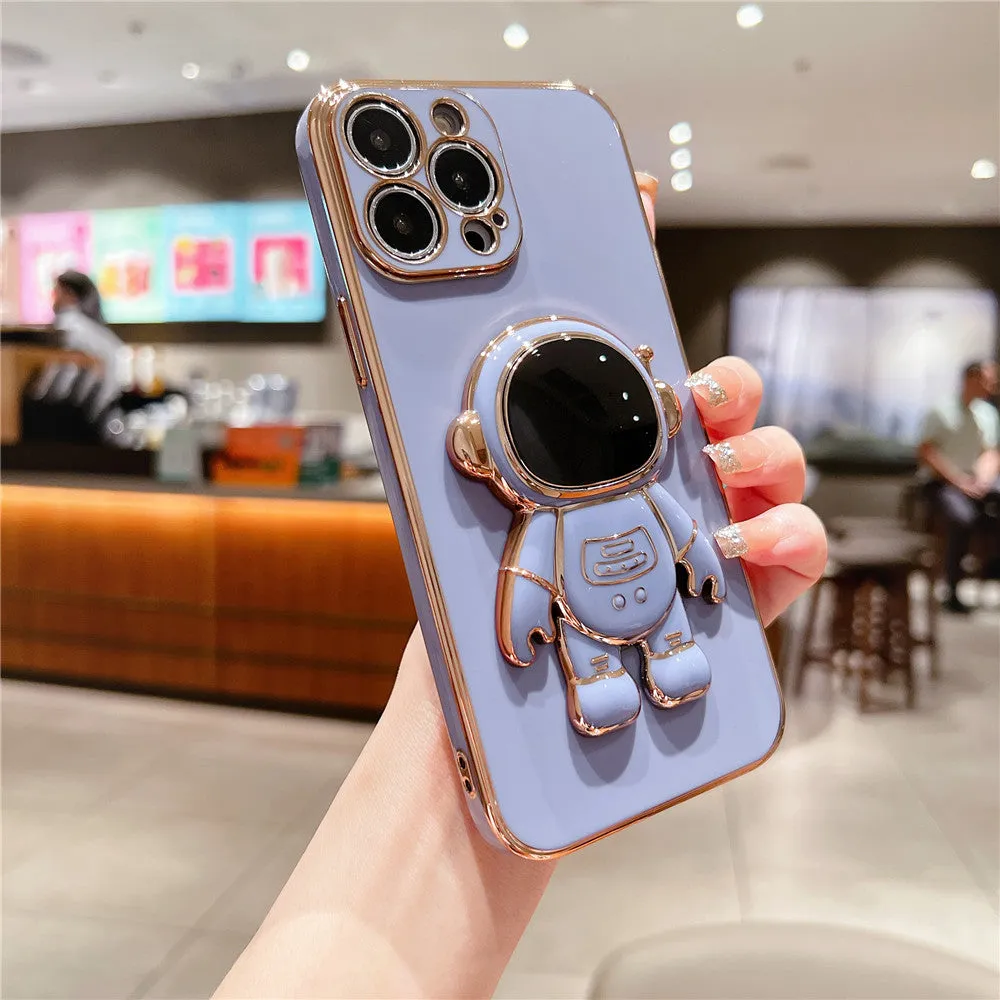 Anymob iPhone Case Dark Purple Universal 6D Astronaut Foldable Holder Phone Cover