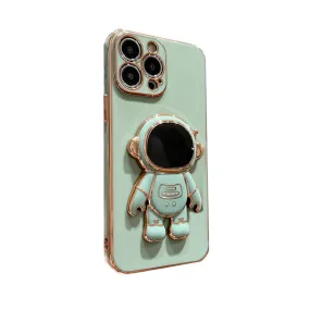 Anymob iPhone Case Light Blue Green Universal 6D Astronaut Foldable Holder Phone Cover