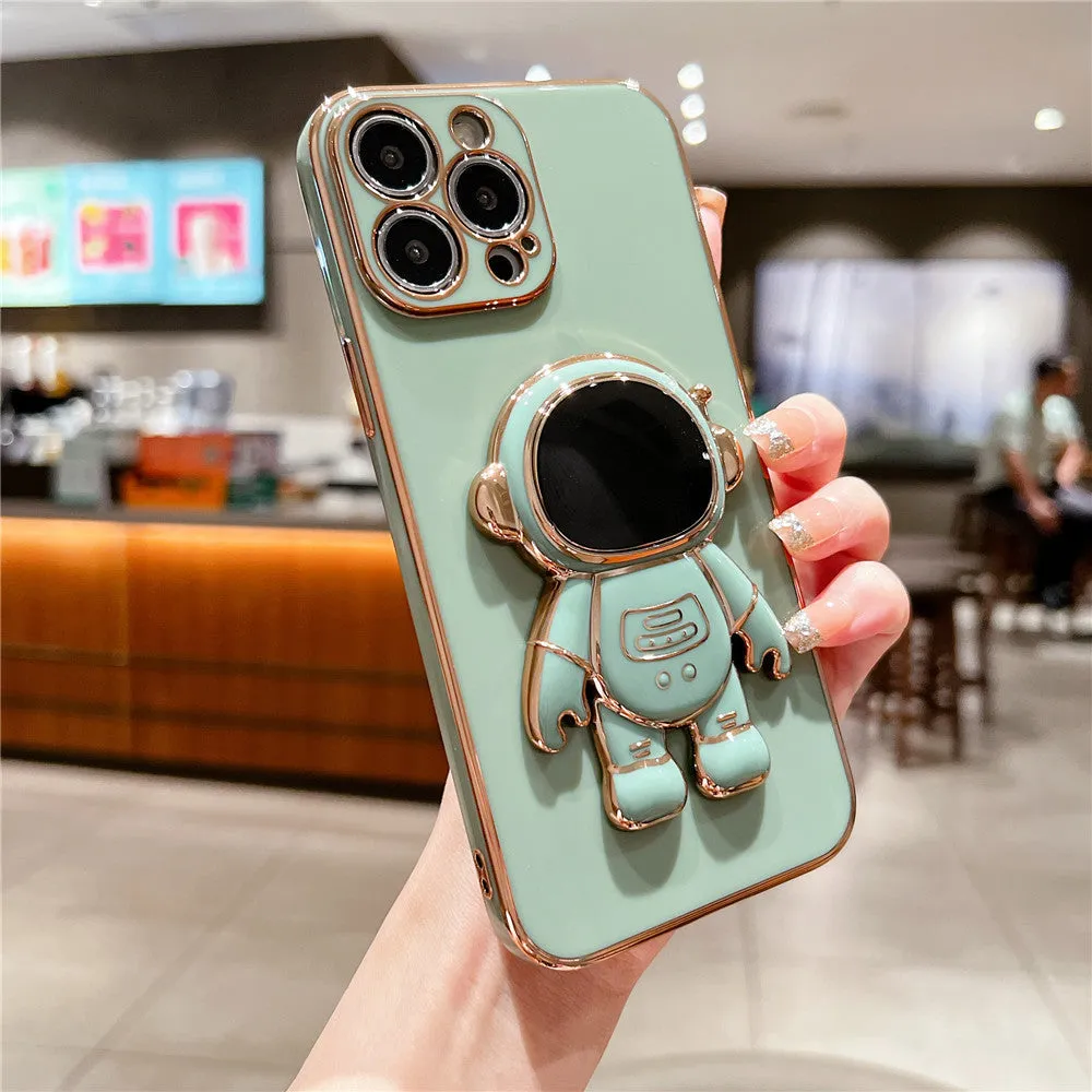 Anymob iPhone Case Light Blue Green Universal 6D Astronaut Foldable Holder Phone Cover