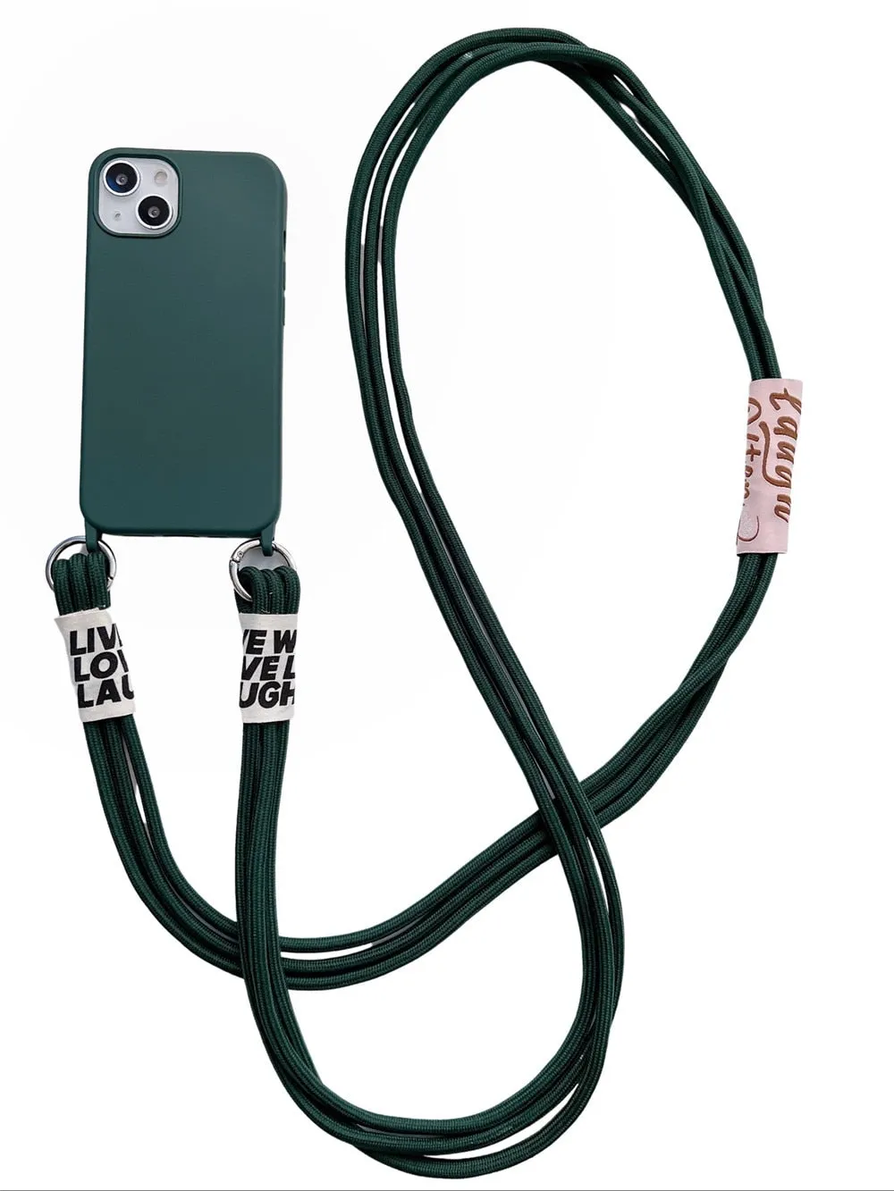 Anymob iPhone Green Crossbody Lanyard Neck Strap Cord Case Matte Soft Silicone Cover