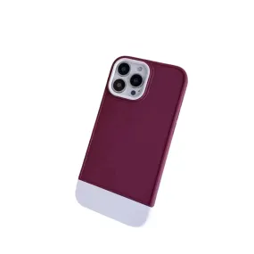 Anymob iPhone Maroon And White Shockproof Armor Matte Phone Case Hard Plastic Bumper Cover