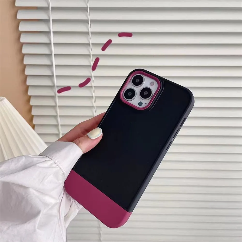 Anymob iPhone Maroon And White Shockproof Armor Matte Phone Case Hard Plastic Bumper Cover