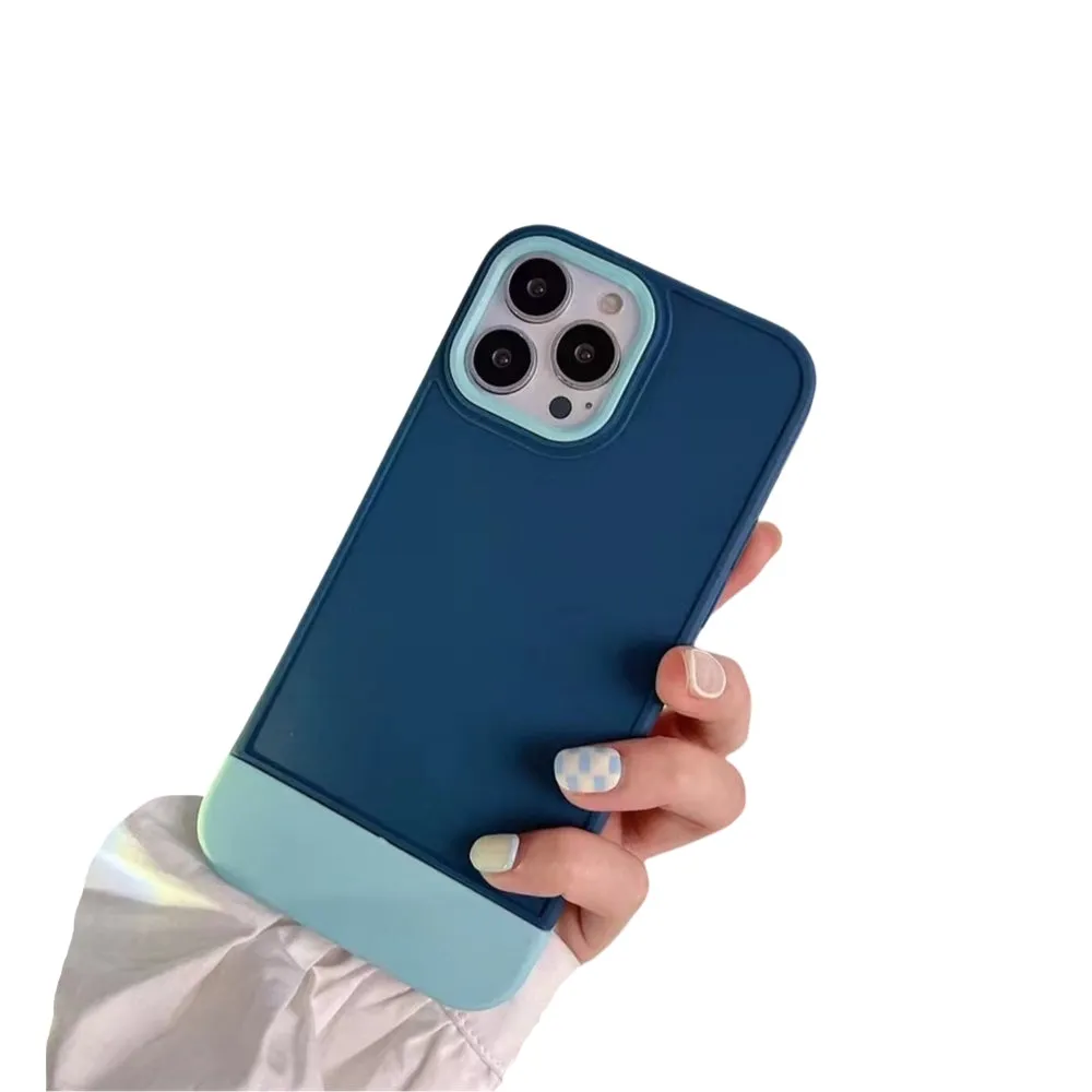 Anymob iPhone Navy Blue And Green Shockproof Armor Matte Phone Case Hard Plastic Bumper Cover