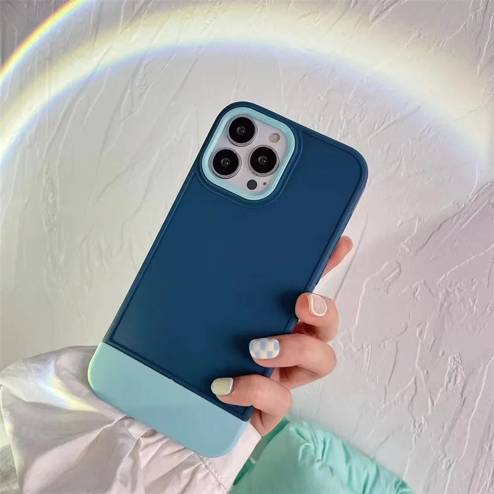 Anymob iPhone Navy Blue And Green Shockproof Armor Matte Phone Case Hard Plastic Bumper Cover