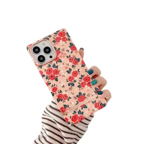Anymob iPhone Pink Floral Electroplated Vintage Case Soft Silicone Shockproof Phone Cover