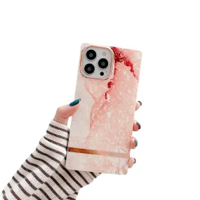 Anymob iPhone Pink Marble Electroplated Vintage Case Soft Silicone Shockproof Phone Cover
