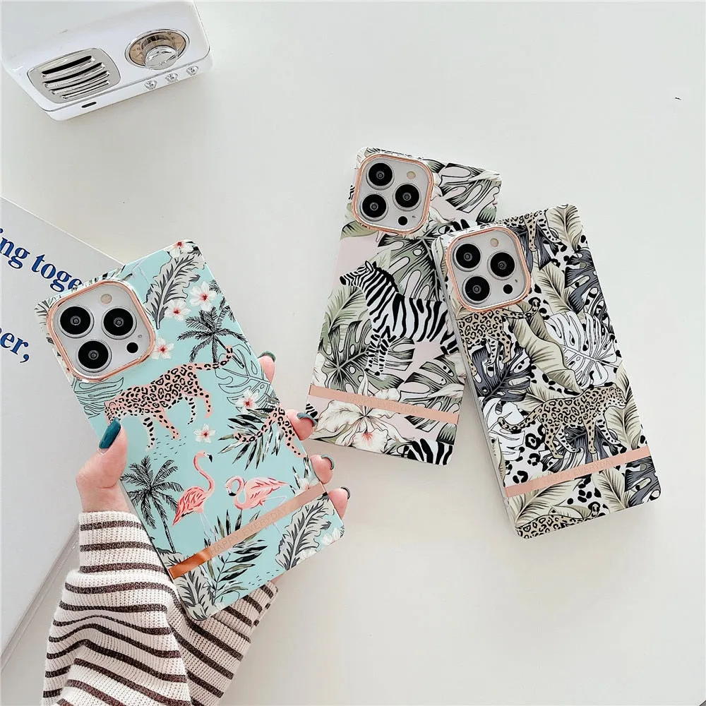 Anymob iPhone Pink Marble Electroplated Vintage Case Soft Silicone Shockproof Phone Cover