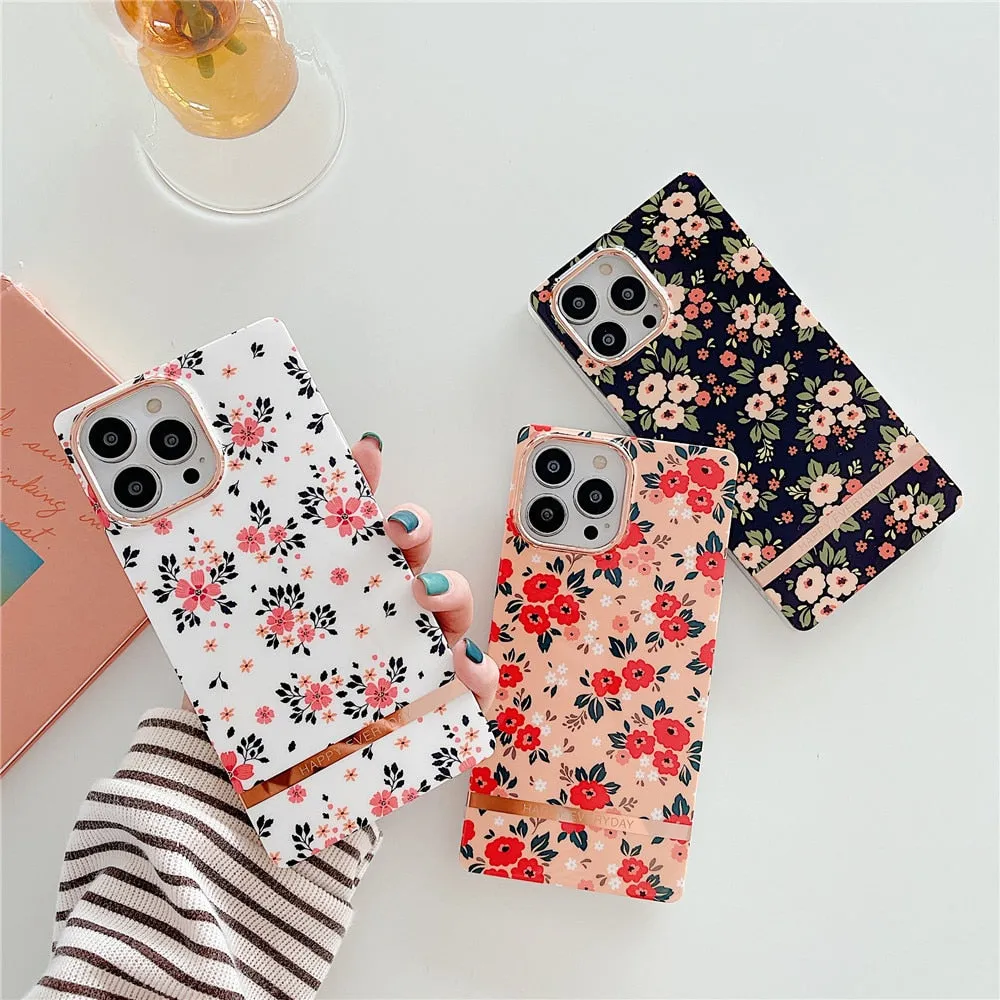 Anymob iPhone White Floral Electroplated Vintage Case Soft Silicone Shockproof Phone Cover