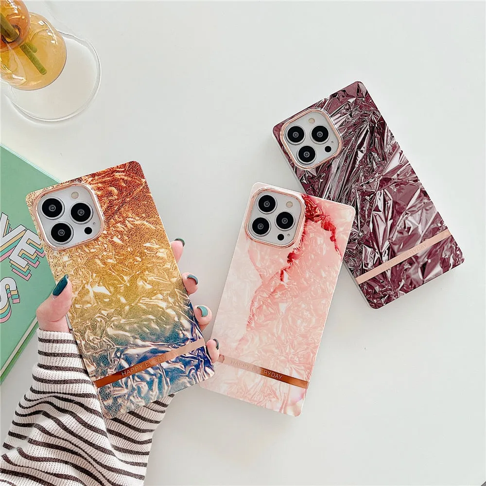 Anymob iPhone White Floral Electroplated Vintage Case Soft Silicone Shockproof Phone Cover
