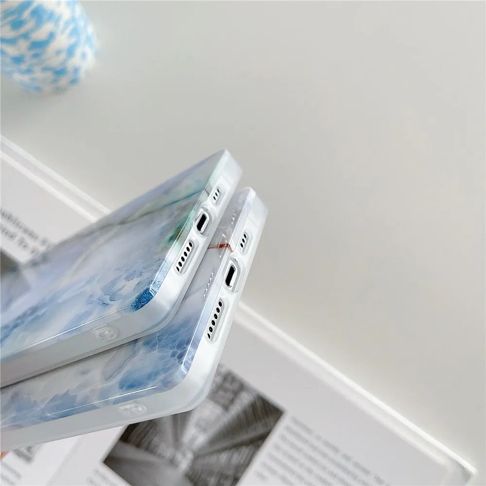 Anymob iPhone White Marble Phone Case Soft Silicone Cover