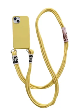 Anymob iPhone Yellow Crossbody Lanyard Neck Strap Cord Case Matte Soft Silicone Cover