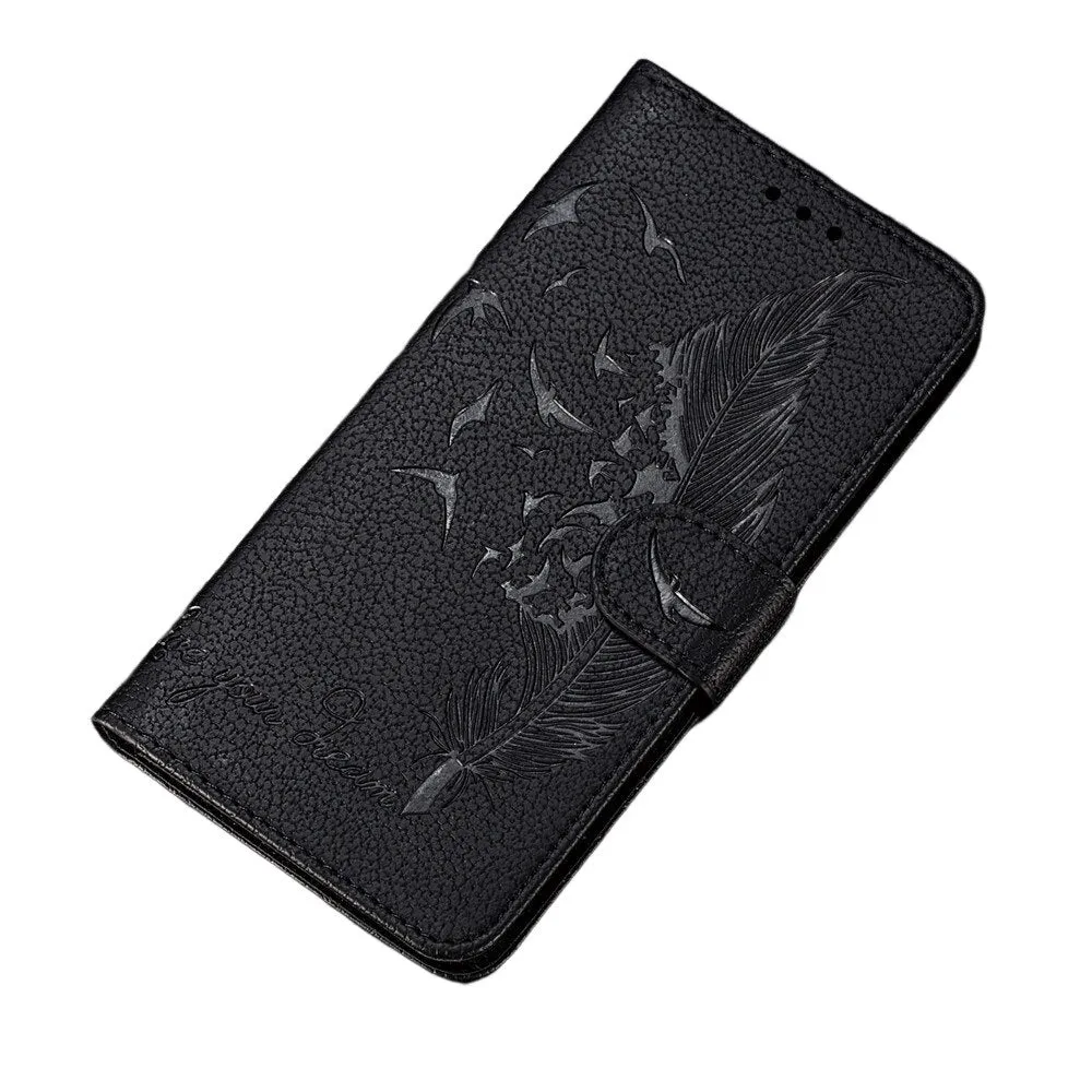 Anymob Samsung Black Flip Case Leather Wallet Phone Cover Protection