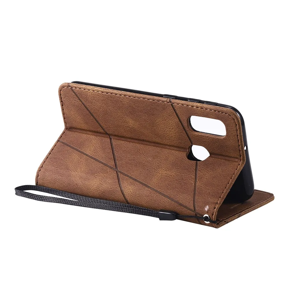 Anymob Samsung Brown Flip Wallet Leather Cases Phone Cover Protection