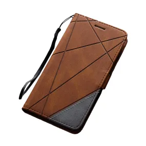 Anymob Samsung Brown Flip Wallet Leather Cases Phone Cover Protection