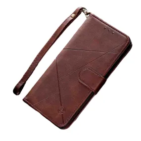 Anymob Samsung Brown Log Leather Flip Case Wallet Phone Cover Protection