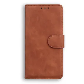 Anymob Samsung Case Brown Fashion Magnetic Flip Solid Color card Slot wallet Back Cover