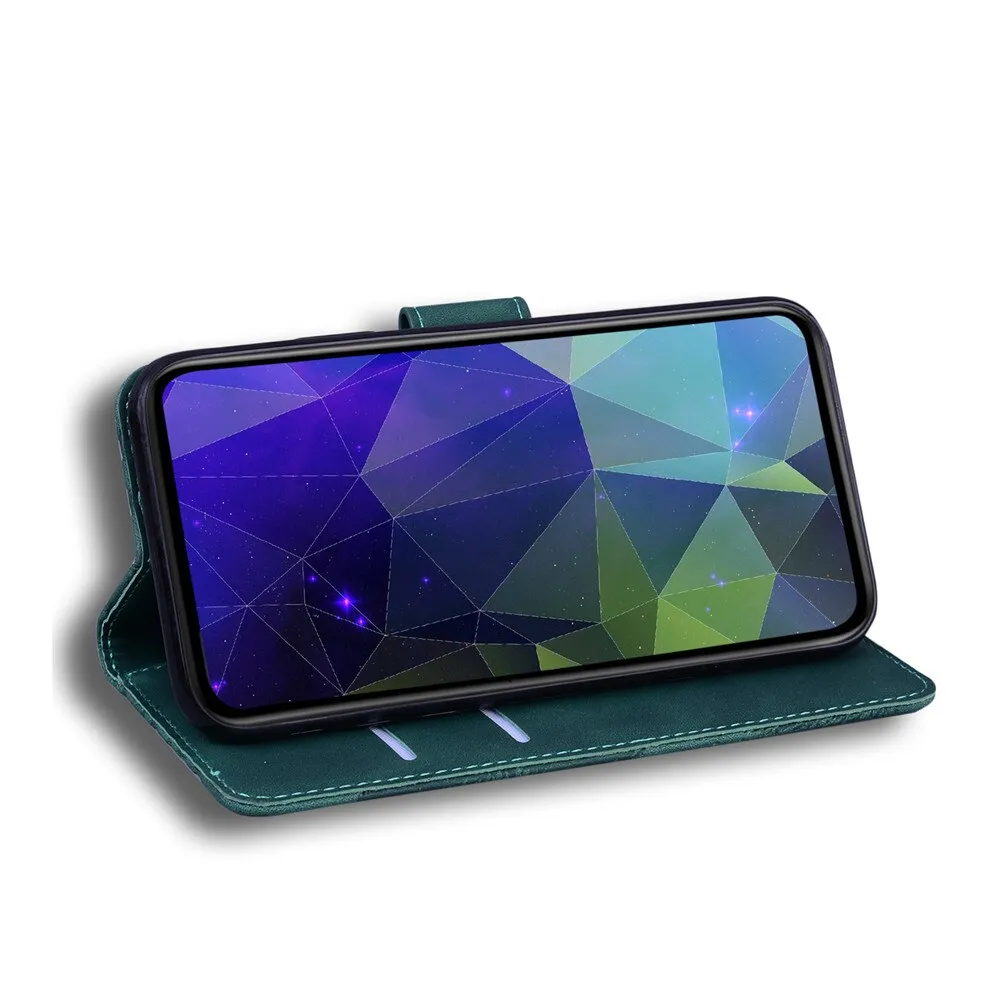 Anymob Samsung Case Dark Blue Fashion Magnetic Flip Solid Color card Slot wallet Back Cover
