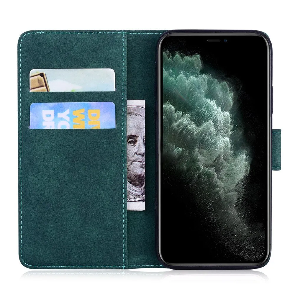 Anymob Samsung Case Dark Blue Fashion Magnetic Flip Solid Color card Slot wallet Back Cover